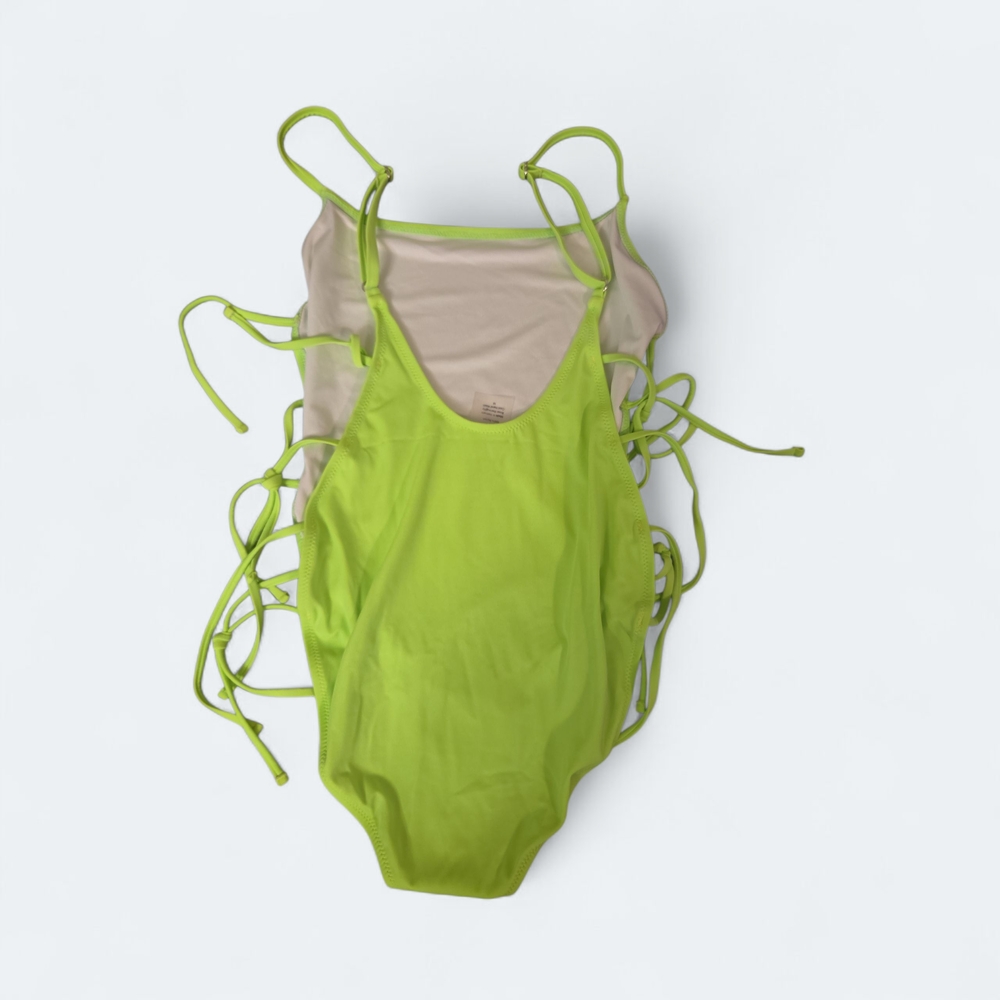 Amore Kittenish Lime Green Ladies One Piece Swimsuit Size M - Picture 2 of 3